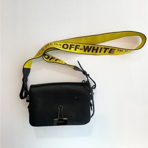Off-White Black Mini Plain Binder Clip Flap Bag